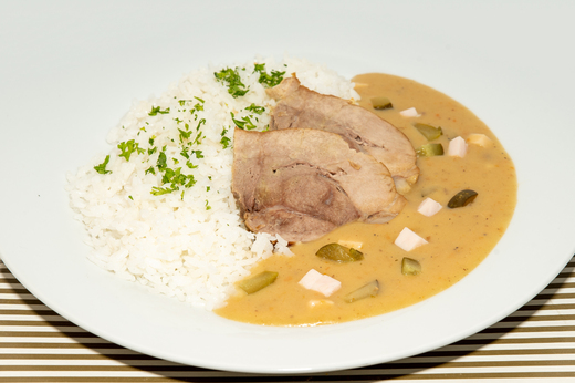 Hamburská vepřová kýta, rýže * 1,3,7,9,10