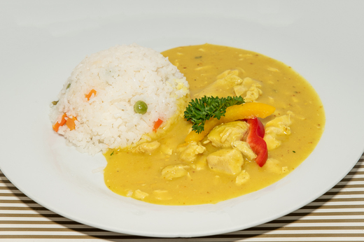 Krůtí nudličky na kari, zeleninová rýže * 1,7,9